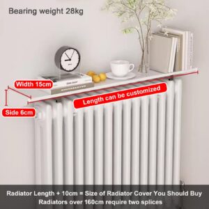 GXHYSW Radiator Covers White, Over Radiator Shelf Maximize Space, Stylish Heater Cover Dust-Proof Anti-Smoke for Living Room Bedroom, No Drilling Required with Easy to Fit Bracket,65cm