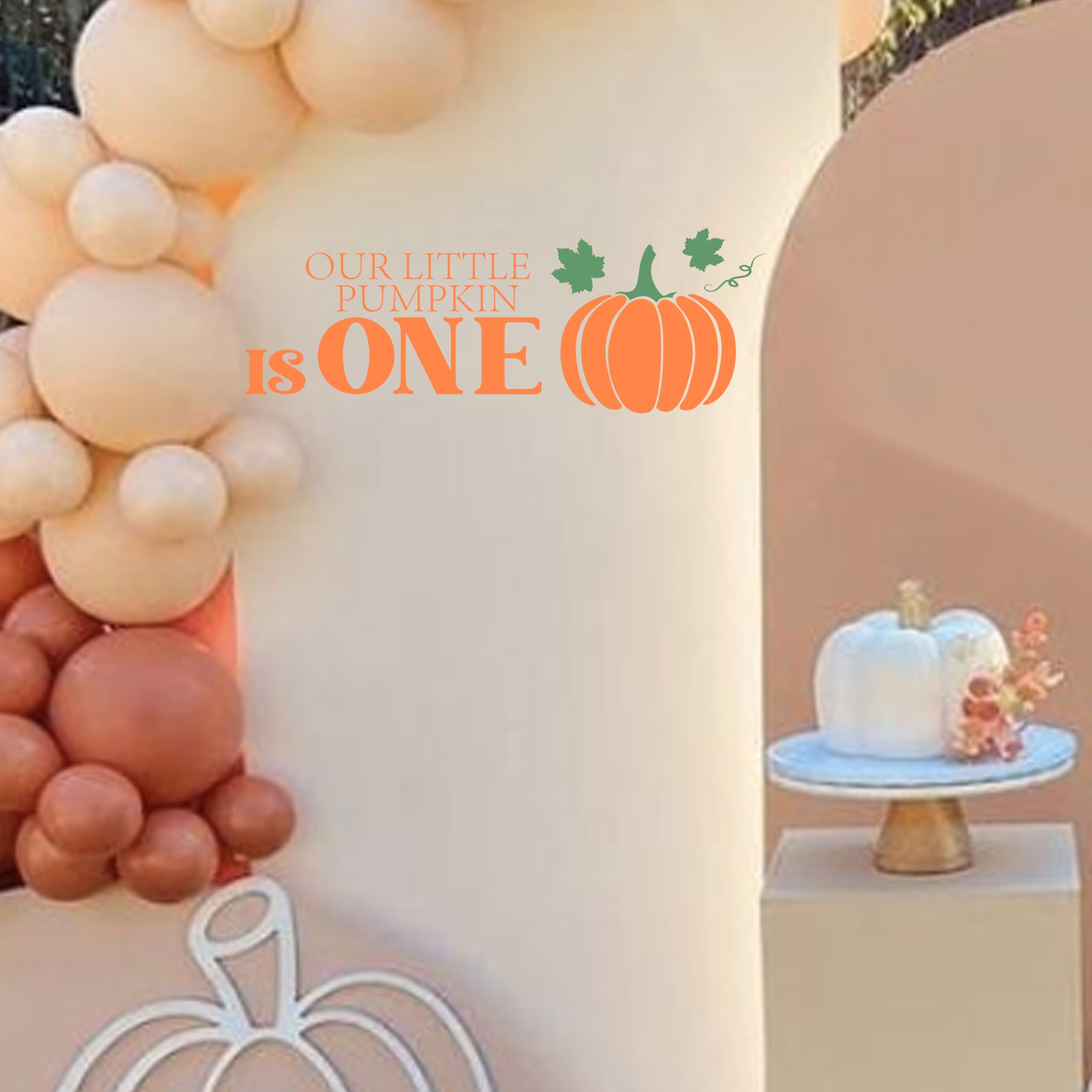 CANTLY Our Little Pumpkin Is One Stickers Decoration - Welcome Sign Decal for Balloon Arch,Fall Harvest Birthday Theme Baby Shower Decal,Baby Shower Decorations (One Pumpkin Decal)