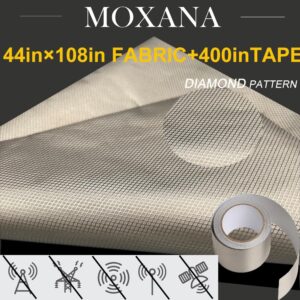 MOXONA Faraday Fabric Kit (44" W × 108" L Fabric + 400" L Tape).Multi-Purpose Conductive Cloth.Premium Soft Material Easy to Cut for DIY Faraday Bags.RFID Fabric.