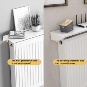 GXHYSW Radiator Covers White, Over Radiator Shelf Maximize Space, Stylish Heater Cover Dust-Proof Anti-Smoke for Living Room Bedroom, No Drilling Required with Easy to Fit Bracket,65cm