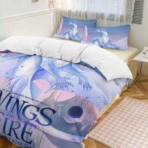 SHELLCELL Wings-of-Fire Dragon 3 Pieces Duvet Cover Set, Soft Bedding Comforter Cover Set with Zipper Closure, 1 Duvet Cover and 2 Pillowcases for Bedroom All Season 79"x90"