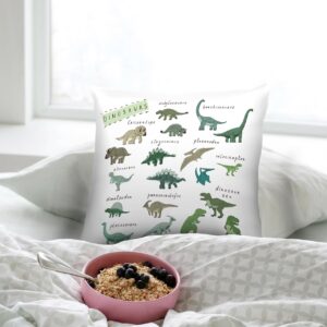 Qlmx Dinosaur Silk Pillow Cases for Kids Pillowcase - 18x18 Pillow Cases Decorative Pillow Covers for Bed, Dinosaur Pillowcase Satin Pillowcase for Hair and Skin, Cotton Kids Pillow Cover for Boys