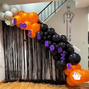 ADOINBY Black and Orange Balloons, 70Pcs 12inch Black Orange Latex Balloon and Confetti Balloons for Halloween Celebration Trick or Treat Party Spooky Ghost Party Bar Anniversary Graduation Decoration