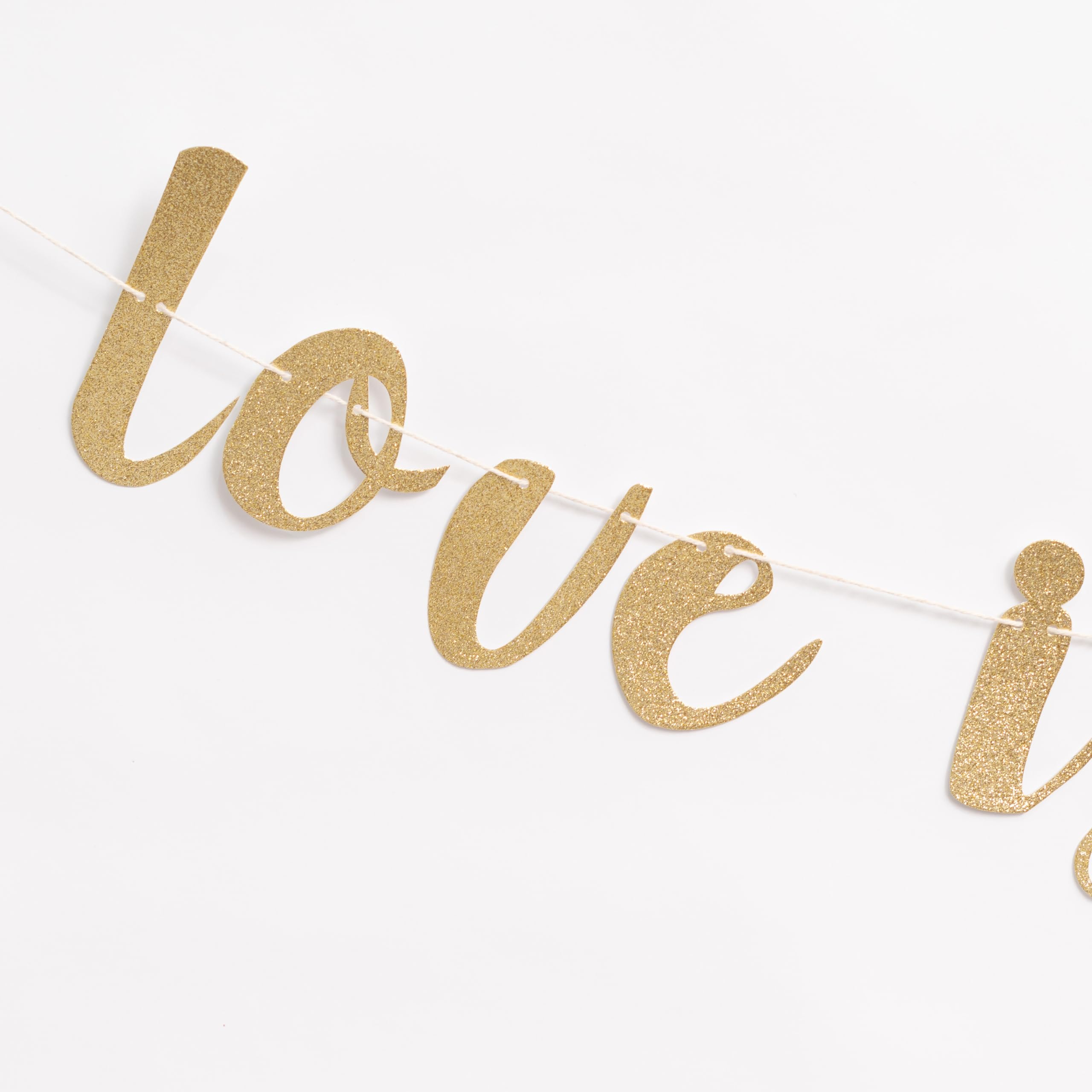 CANTLY Love is in Bloom Banner,Funny Gold Glitter Paper Sign for Bridal Shower Engagement Wedding Party Bunting Decorations. (Love Banner)