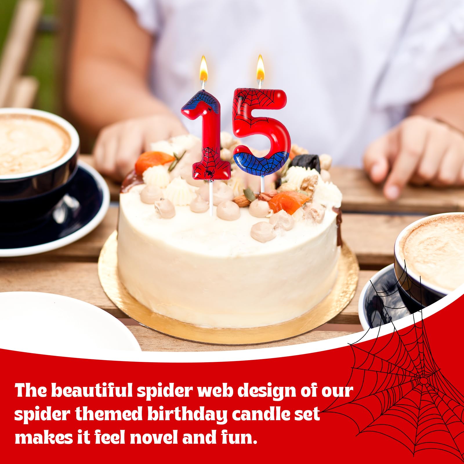 laackys Red Blue Spider 5th Birthday Candles, Spider Cartoon Themed Happy Candle Cake Toppers 5th Birthday Cake Decorations for Boys Girls Children Party Supplies Spider Decorations (5)