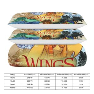 SHELLCELL Wings-of-Fire Dragon 3 Pieces Duvet Cover Set, Soft Bedding Comforter Cover Set with Zipper Closure, 1 Duvet Cover and 2 Pillowcases for Bedroom All Season 79"x90"