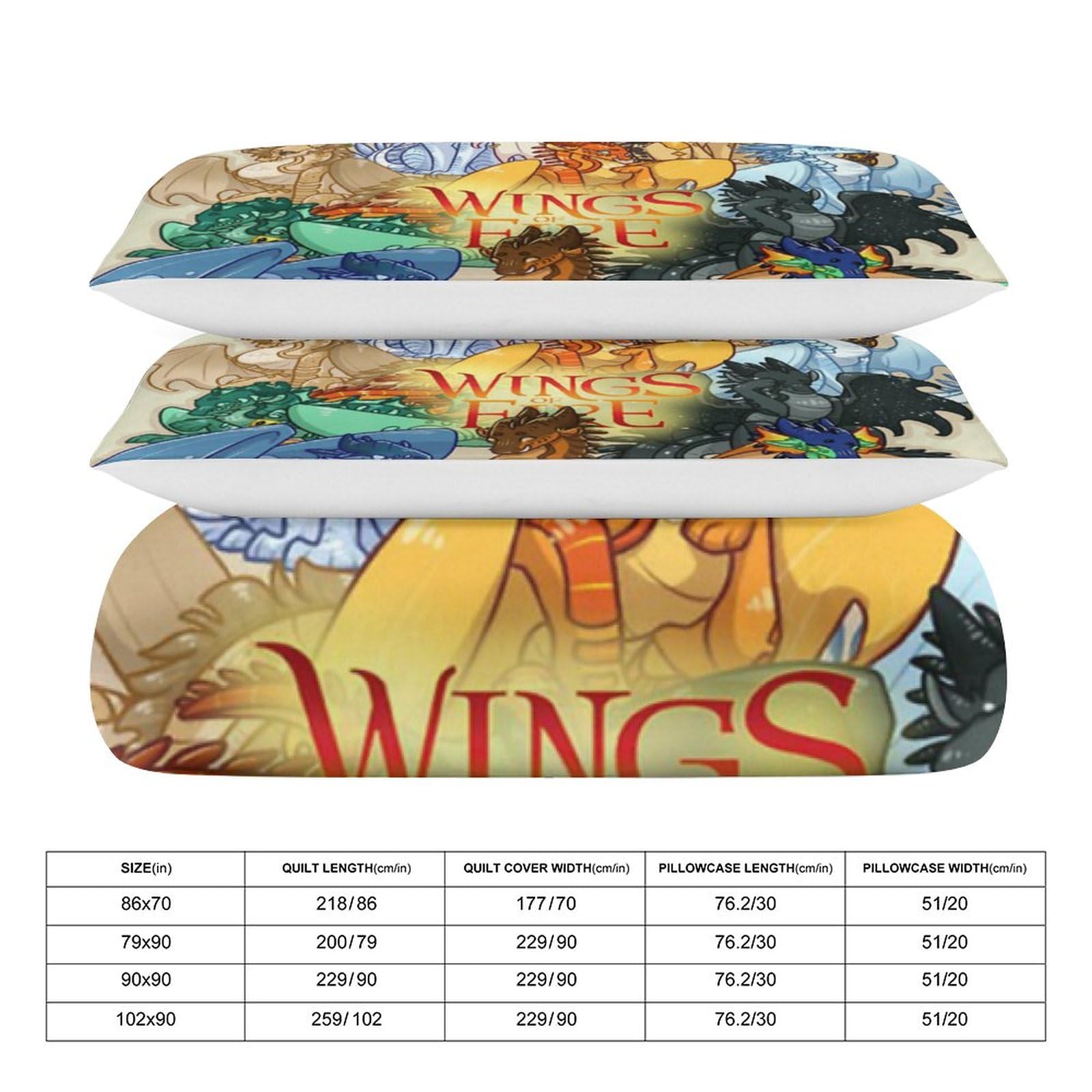 SHELLCELL Wings-of-Fire Dragon 3 Pieces Duvet Cover Set, Soft Bedding Comforter Cover Set with Zipper Closure, 1 Duvet Cover and 2 Pillowcases for Bedroom All Season 79"x90"