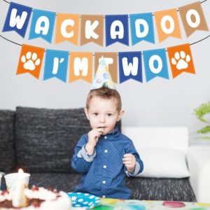 Blue Dog 2nd Birthday Decorations Banner, Wackadoo I'm Two Banner, Wackadoo Im 2 Theme Birthday Decoration Blue Birthday Banner