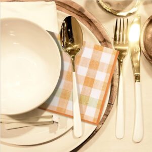 ​Quera 50 Pack Fall Plaid Paper Napkins Autumn Cocktail Napkins Tartan Check Scottish Square Disposable Bar Napkins for Thanksgiving Party, Baby Shower, Celebration Party