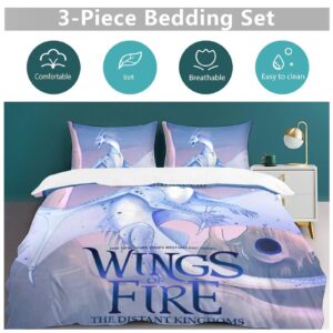 SHELLCELL Wings-of-Fire Dragon 3 Pieces Duvet Cover Set, Soft Bedding Comforter Cover Set with Zipper Closure, 1 Duvet Cover and 2 Pillowcases for Bedroom All Season 79"x90"