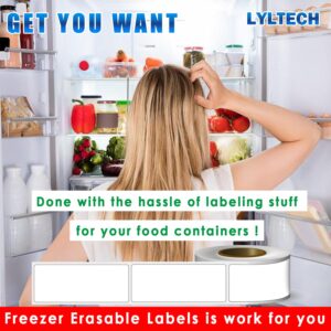 LYLTECH Food Erasable Labels-1 X 3 inch (125 Pack)- Kitchen Organization, Freezer & Fridge, White Dry Erase Labels for Food Containers and Jars