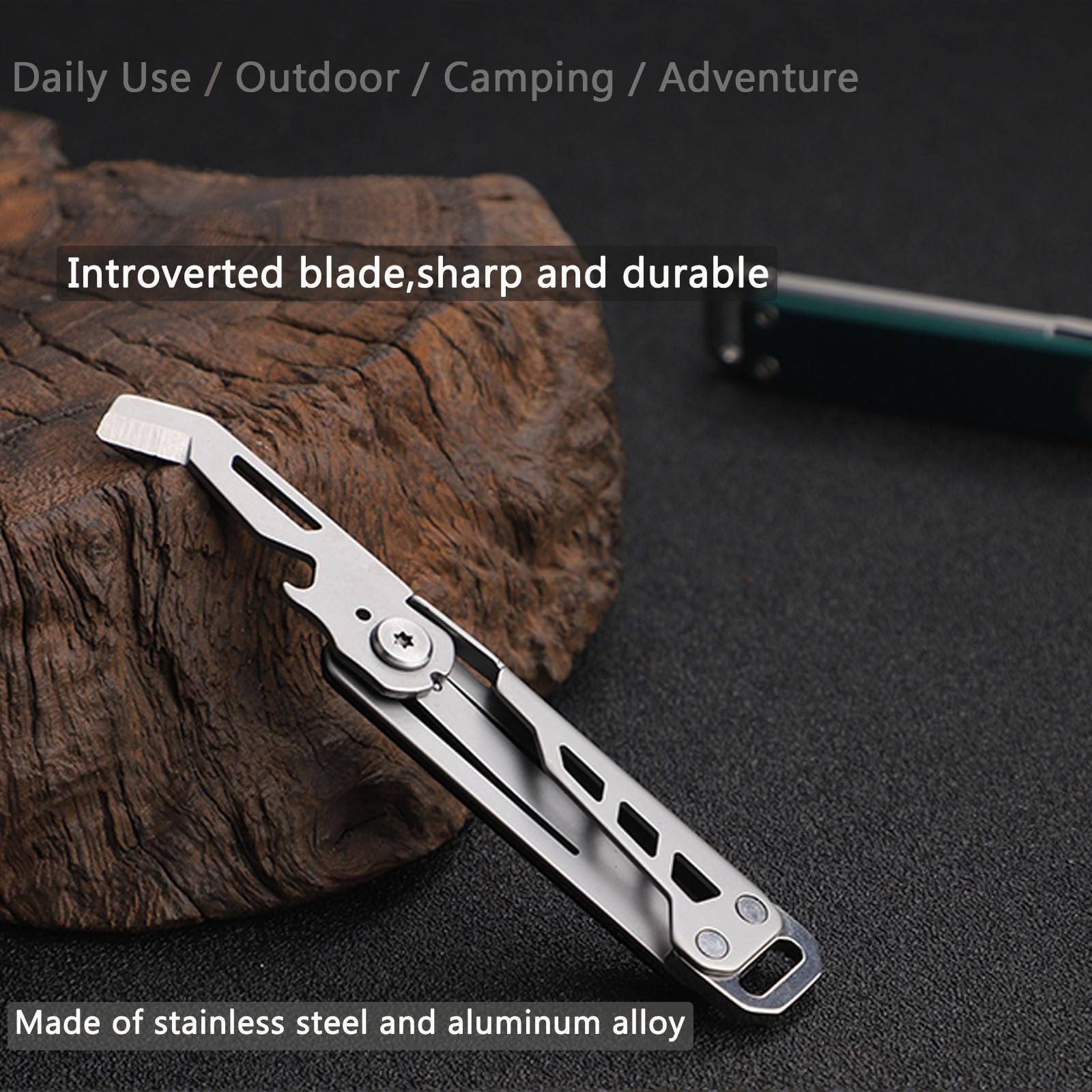 Box Cutter Safety Angled Blade,Foldable Mini Box Opener Tool,Heavy Duty Stainless Steel Pocket Knife for Daily, Adventure, Camping,with Gift Box Suitable as Gift for Friends and Children (Black)