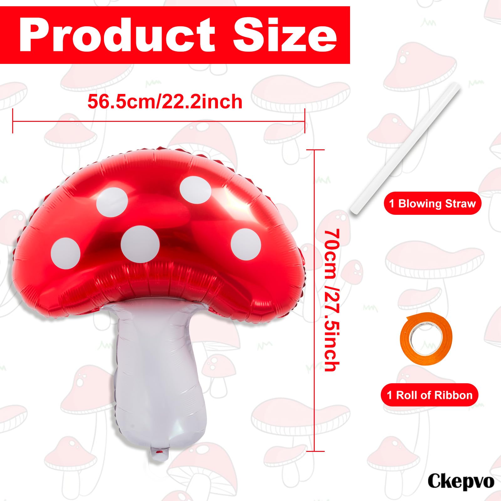 Ckepvo 6pcs Large Mushroom Balloons Mushroom Party Decorations,31 Inch Mushroom Decor Foil Balloons,Mushroom Balloon For Wedding Celebration Forest Plant Themed Party (A-Red)