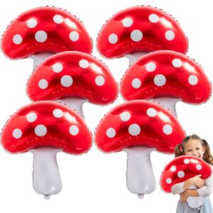 ckepvo 6pcs large mushroom balloons mushroom party decorations,31 inch mushroom decor foil balloons,mushroom balloon for wedding celebration forest plant themed party (a-red)