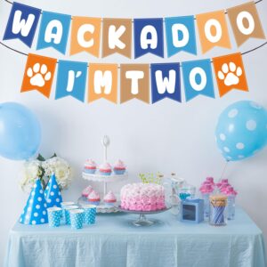 Blue Dog 2nd Birthday Decorations Banner, Wackadoo I'm Two Banner, Wackadoo Im 2 Theme Birthday Decoration Blue Birthday Banner