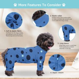 Comwish Dog Surgery Suit Long Sleeve, Dog Recovery Suit Female Male with Zipper Closure Post Spay, Neuter, Dog Onesie Shedding Suit Full Coverage Bodysuit (Blue, S)