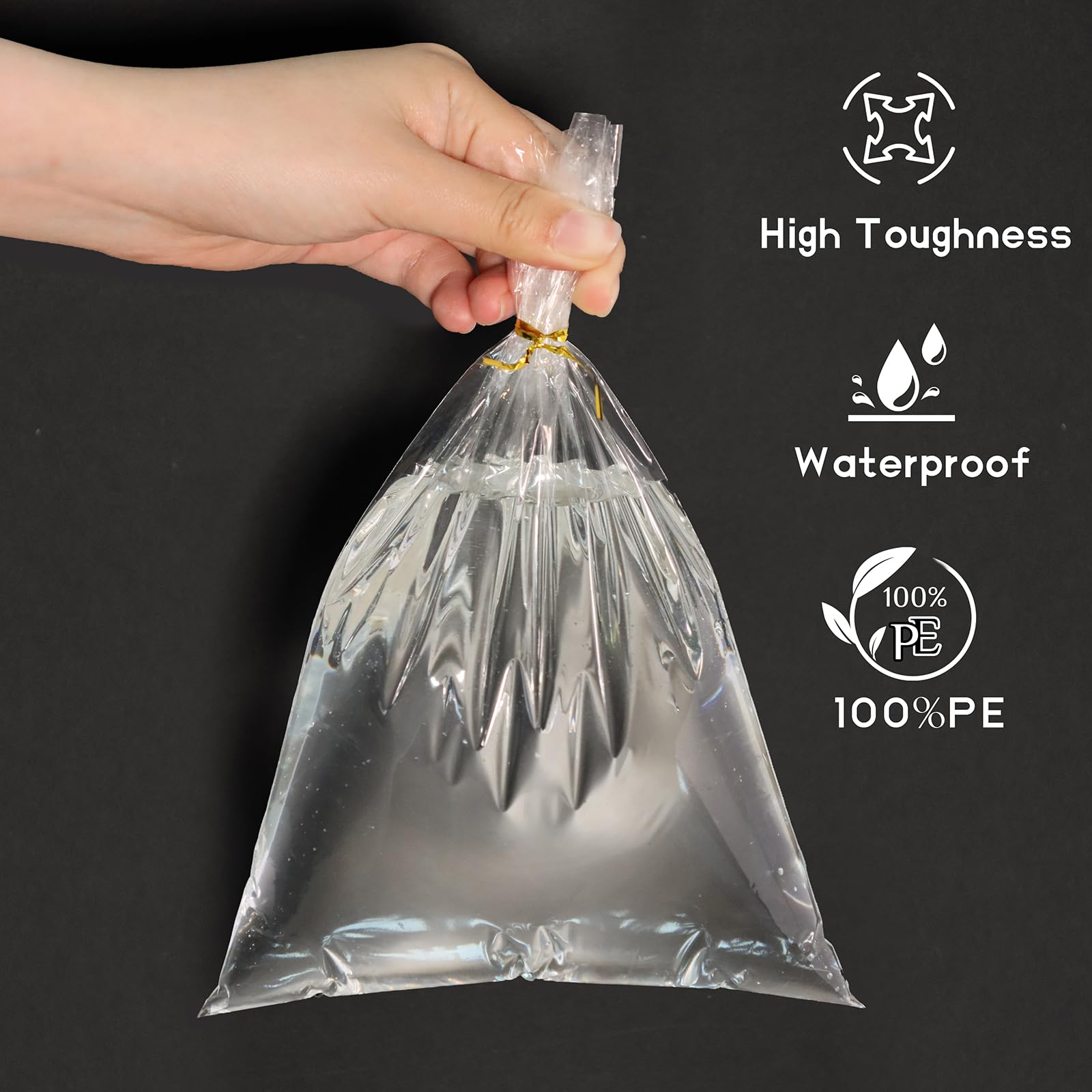 WIKDAY Clear Gift Bags 10 PCS 24x30 Inches Large Cellophane Wrap for Gift Baskets Wrapping Plastic with Ties for Gift Giving, Packaging Products