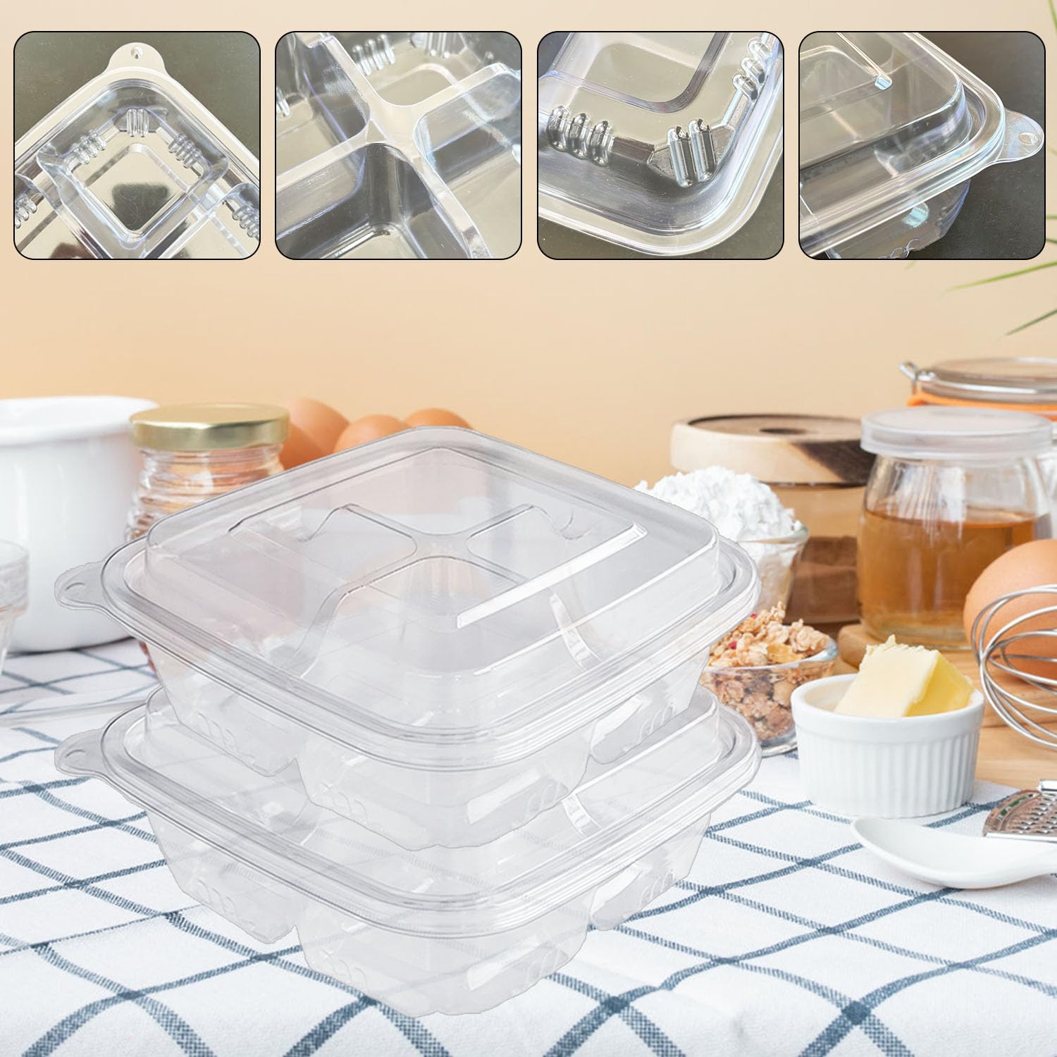 Haawooky 30 Pcs Bento Snack Containers,4 Compartment Meal Prep Lunch Containers with Lids,Food Storage Containers for School Work Travel