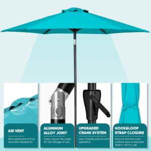 Tempera 10ft Patio Market Outdoor Table Umbrella with Push Button Tilt and Crank,Large Sun Umbrella with Sturdy Pole&Fade Resistant Canopy,Easy to Set, Turquoise