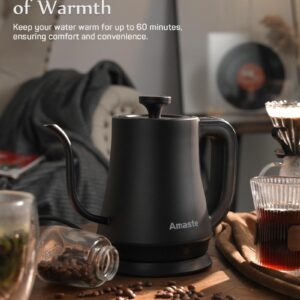 Amaste Gooseneck Electric Kettle, Electric Tea Kettle With Temperature Control, 34oz Pour Over Electric Kettle for Coffee & Tea, 304 Stainless Steel Inner, Auto Shut-Off & Keep Warm, Matte Black