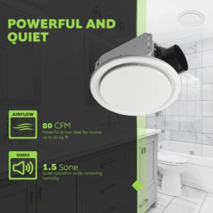 Homewerks 80 CFM Bathroom Exhaust Fan with LED Light and 80 CFM Whisper Quiet Bathroom Exhaust Fan, White