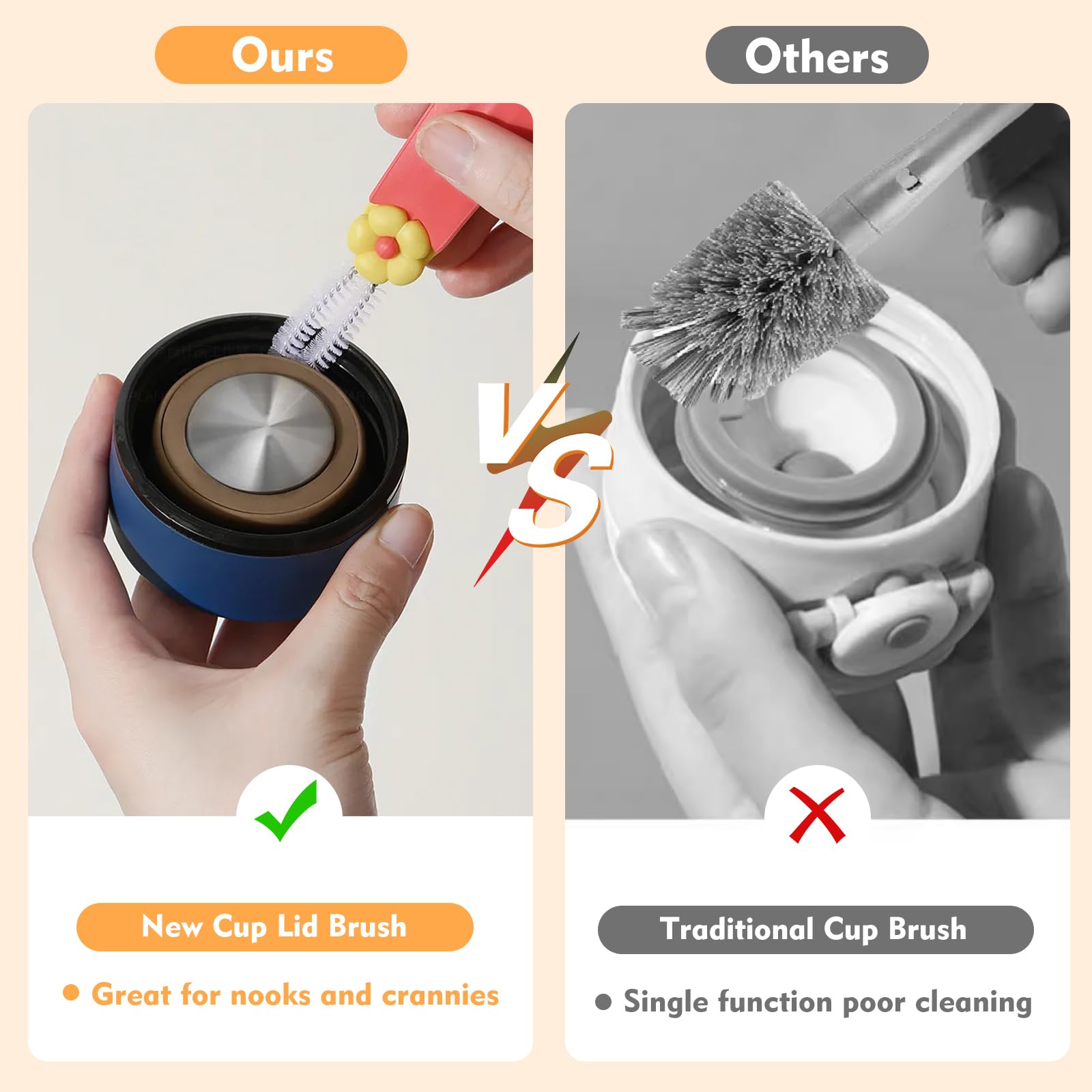 NONENDU 3 in 1 Cup Lid Cleaning Brush, Portable Cup Cleaner Brush, 2024 New Water Bottle Cleaner Brush, 3 in 1 Multifunctional Cleaning Brush for Home Kitchen Cleaning Tools（3PCS）