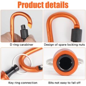 FACAINCXS 6PCS Bit Holders Keychain, 1/4 inch Hex Shank Bit Holders, Quick-Change Design for Nut Driver, Screwdriver & Drill Bits, Include Orange Keychain Carabiner Gifts for Men