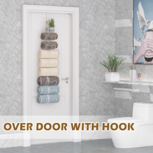 X-cosrack 9-Tier Over The Door Towel Racks for Bathroom - Wall Mounted Metal Towel Holder-Rolled Towel Organizer Door Hanging Towel Storage-Matte White