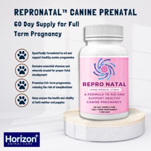 Horizon Animal Care Canine Prenatal Multi-Vitamin Capsules - 60-Day Supply to Aid Full-Term Pregnancies and Promote Optimal Health for Expecting Dogs - ReproNatal™ Dog Supplement