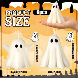 Conelist 6 Pieces Halloween Large Ghost Candles White Spooky Ghost Scented Candles Halloween Candles Horror Gifts Candle Tea Lights Goth Room Decor for Dining Table Party Bedroom(Cute Style)