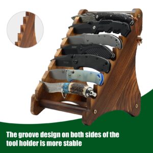 Biobasedon Knife Block, Wood Fixed Blade Knife Collection Display Stand Holder, Knife Holder Knife Wooden Display Case for Fixed Knife Series Display, Maximum 8 Knives