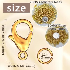 MKCYD 700Pcs Lobster Claw Clasps and Open Jump Rings Set,18K Gold and Silver Necklace Clasp Bracelet Clasps and Closures Lobster Clasps Parrot Trigger Clasps for Jewelry Making