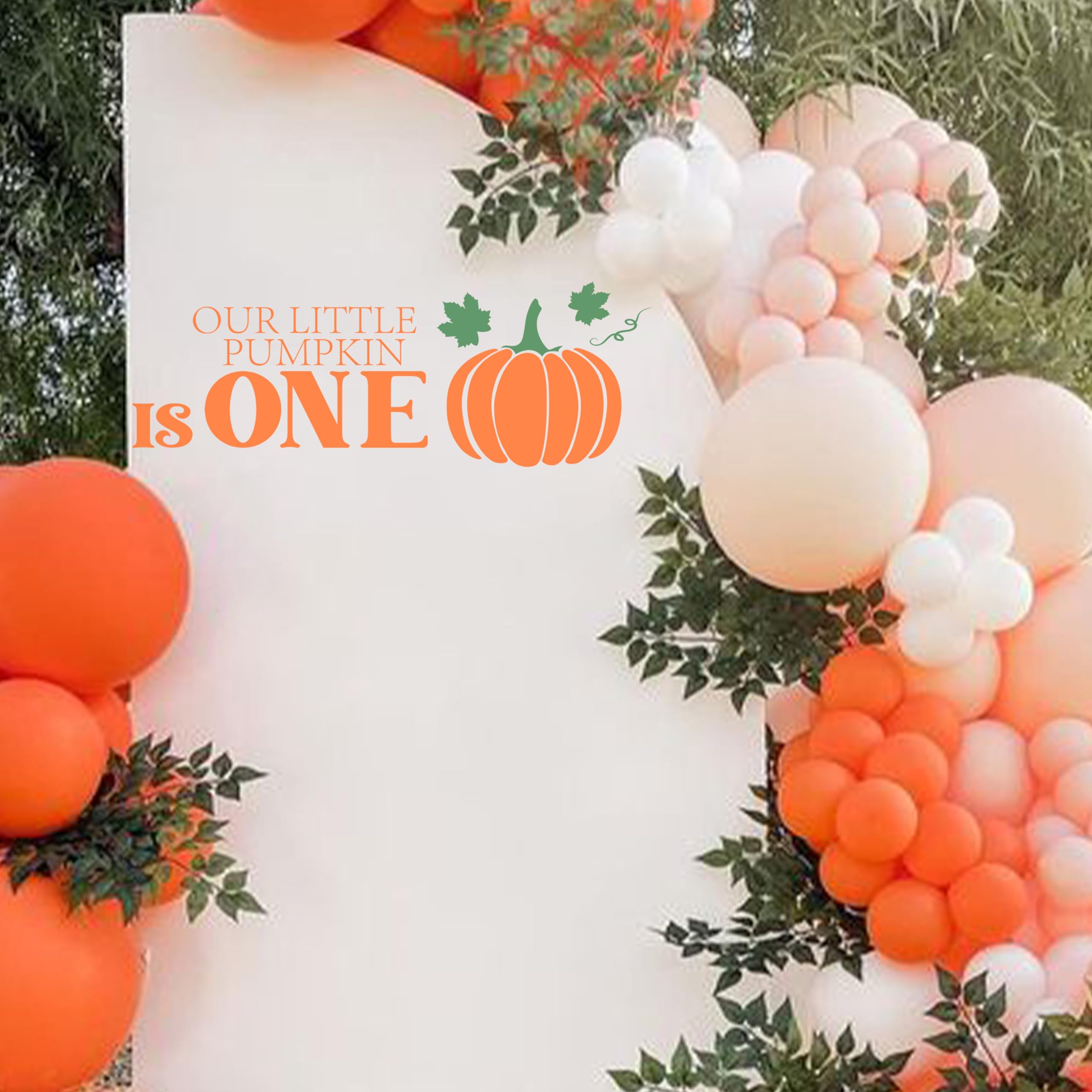 CANTLY Our Little Pumpkin Is One Stickers Decoration - Welcome Sign Decal for Balloon Arch,Fall Harvest Birthday Theme Baby Shower Decal,Baby Shower Decorations (One Pumpkin Decal)