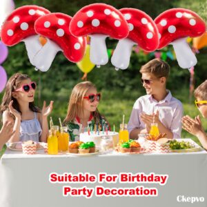 Ckepvo 6pcs Large Mushroom Balloons Mushroom Party Decorations,31 Inch Mushroom Decor Foil Balloons,Mushroom Balloon For Wedding Celebration Forest Plant Themed Party (A-Red)