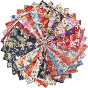 shrj 30pcs 8"x 10" fat fabric square quilting cotton pre-cut bundles japanese style floral dragon butterfly common carp design for patchwork diy sewing craft decorating scrapbook