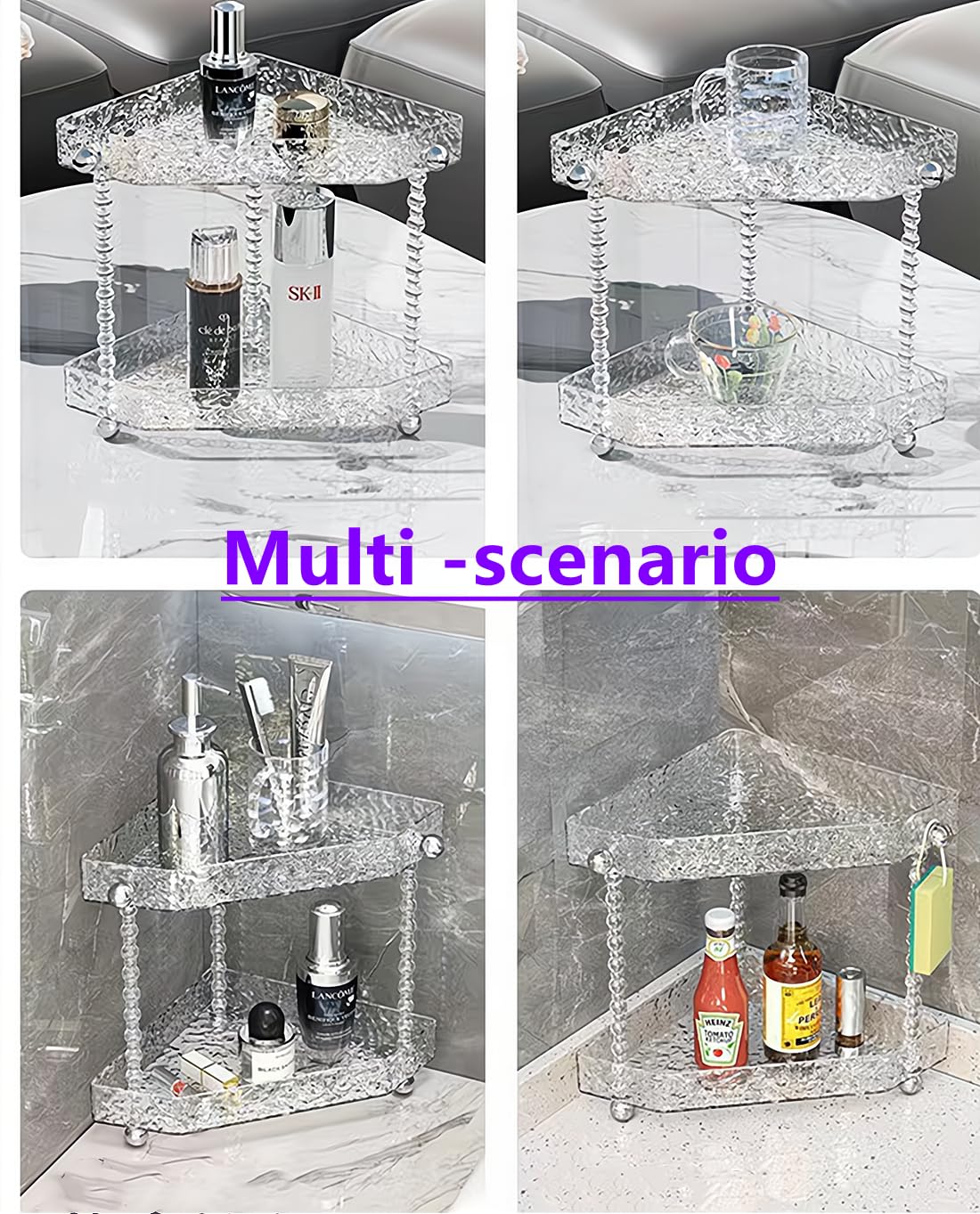 BEENIFIC Corner Bathroom Counter Organizer,Vanity Skincare Perfume Organizer Tray,Makeup Organizer Countertop,Bathroom Storage Corner Shelf