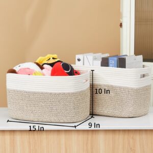 Ladkew 3 Pieces Nursery Blanket Baskets Toy Basket for Living Room Cotton Rope Basket with Handles for Shelves Woven Basket for Organizing