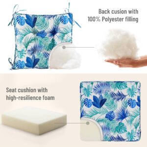 CAYIP Deep Seat Cushions for outdoor furniture,Set of 2,Extra Thick 24"x24"x4",Tufted Low Back 22"x24"x6", Double Piping Removable Patio Chair Cushions with Ties, All Weather,Fade Resistant,Floral