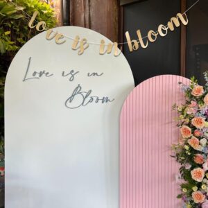 CANTLY Love is in Bloom Banner,Funny Gold Glitter Paper Sign for Bridal Shower Engagement Wedding Party Bunting Decorations. (Love Banner)