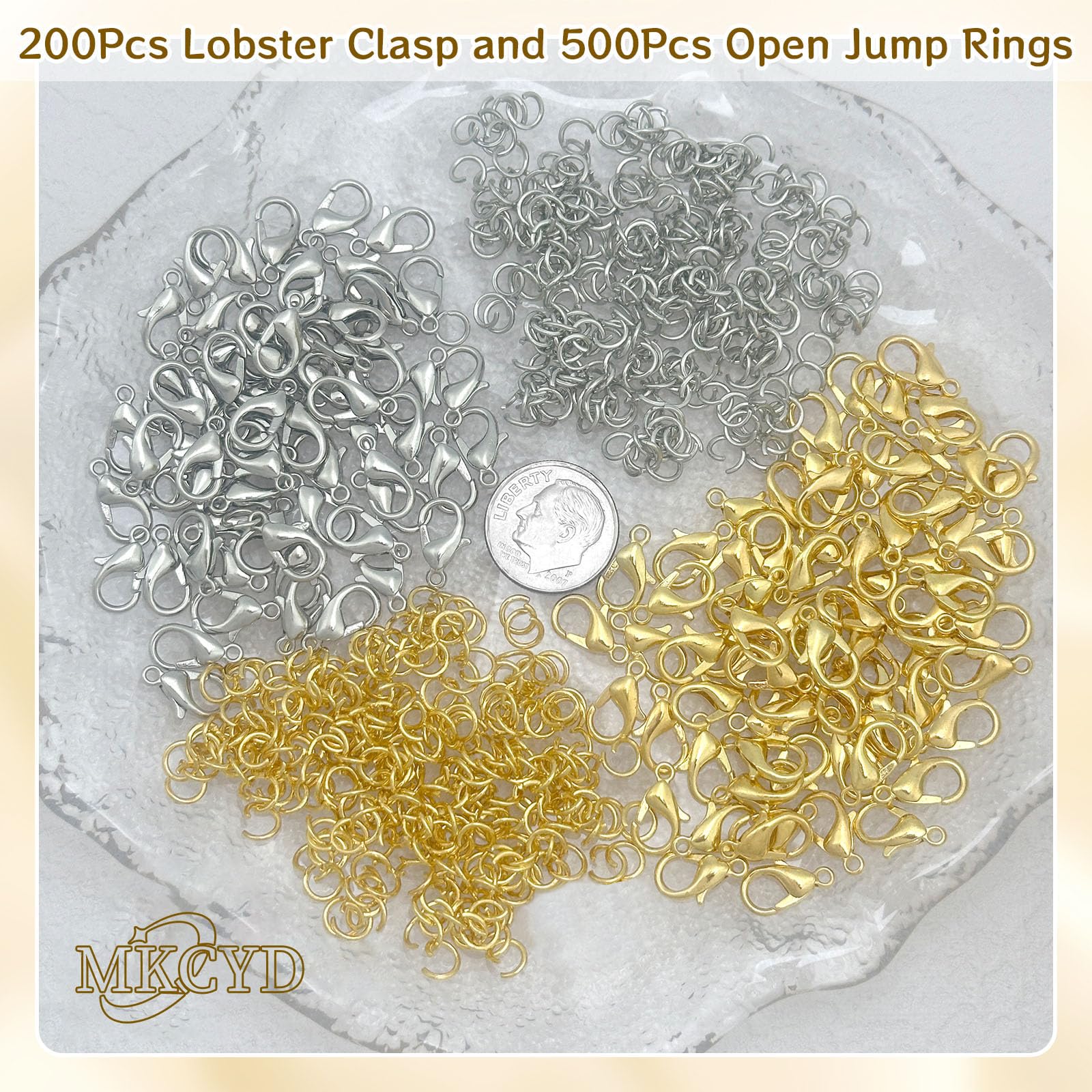 MKCYD 700Pcs Lobster Claw Clasps and Open Jump Rings Set,18K Gold and Silver Necklace Clasp Bracelet Clasps and Closures Lobster Clasps Parrot Trigger Clasps for Jewelry Making