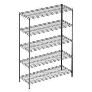 guan river 5-shelf adjustable metal shelf wire shelving unit heavy duty storage rack display shelf for office,kitchen,bedroom,bathroom,laundry,pantry basement,garage(black,48" l x 18" w x 72" h)