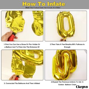 Ckepvo 25Pcs Chain Balloons 16 inch Gold Chain Balloons Hip Hop Party Decorations,Giant Balloon Chain For 90s Party Decorations, Gold Foil Balloons Party Supplies And Decorations (A-Gold)