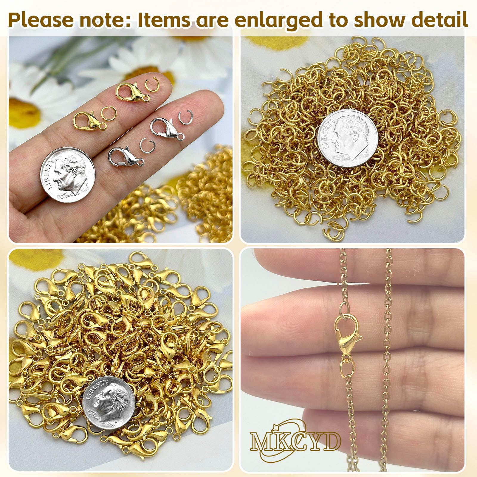 MKCYD 700Pcs Lobster Claw Clasps and Open Jump Rings Set,18K Gold and Silver Necklace Clasp Bracelet Clasps and Closures Lobster Clasps Parrot Trigger Clasps for Jewelry Making