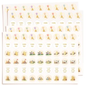 WEECUTES® Winnie Baby Shower Decorations Mini Kisses Stickers Classic Pooh Sticker Set Thank You Chocolate Labels 1st Birthday Party Favors 108 Pcs