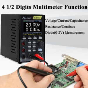 2 in 1 DC Power Supply Multimeter 60V/ 10A Benchtop Power Supply Multiple Protections 2.8" LCD USB Charging (60V/10A/300W/ATM6301)