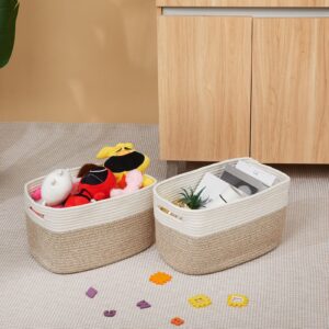 Ladkew 3 Pieces Nursery Blanket Baskets Toy Basket for Living Room Cotton Rope Basket with Handles for Shelves Woven Basket for Organizing