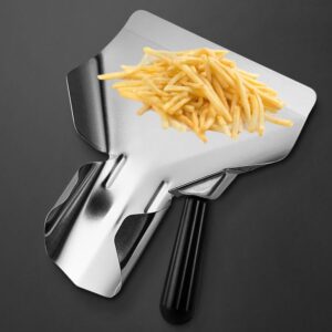 French Fry Scoop with Right Handle Stainless Steel Popcorn Scoop Commercial Fry Bagger Scooper Potato Chip Serving Scooper Food Shovel for Snacks