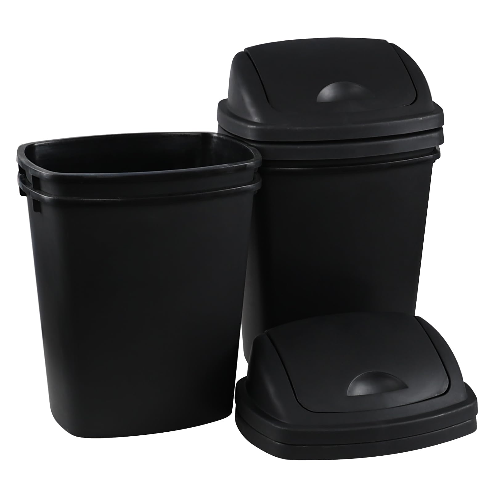 Farmoon Kitchen Garbage Cans with Swing Lid, 4 Packs, 25 L Plastic Trash Can Waste Basket, Black