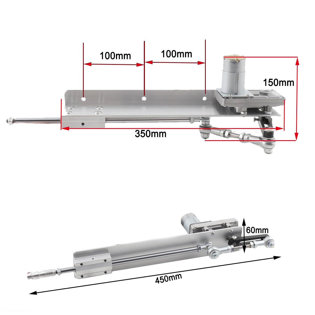 QWEXOB DIY Reciprocating Linear Actuator Stroke 30-150mm/1.2-6 Adjustable Telescopic Motor with Speed Controller 24V 120RPM