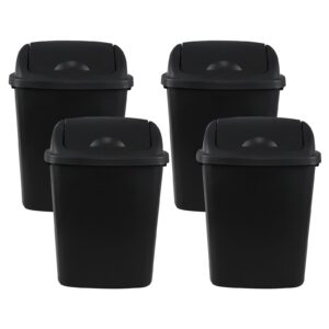 farmoon kitchen garbage cans with swing lid, 4 packs, 25 l plastic trash can waste basket, black